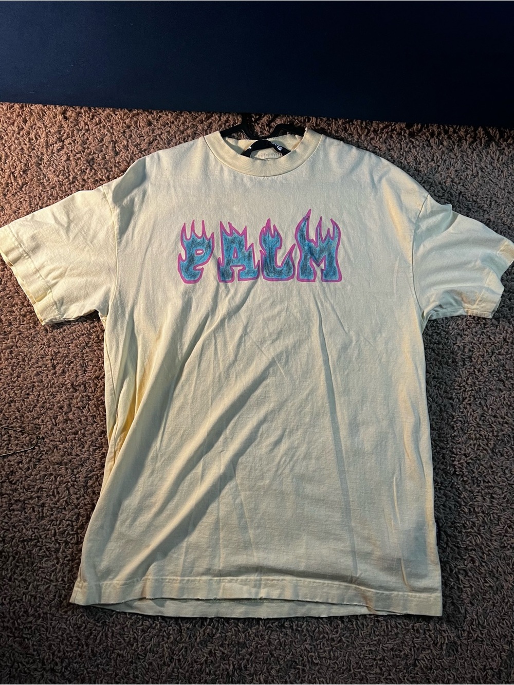 Palm Angels Light Yellow Graphic Flame Logo Tee